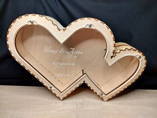 Dubultās sirds formas krājkase ar personalizāciju, mazā