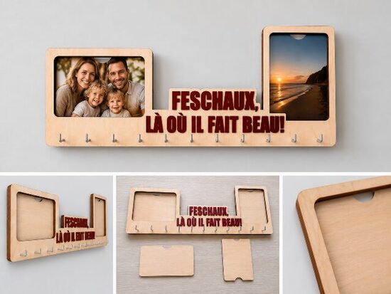 Ģimenes foto rāmis ar atslēgu turētāju un personalizētu uzrakstu